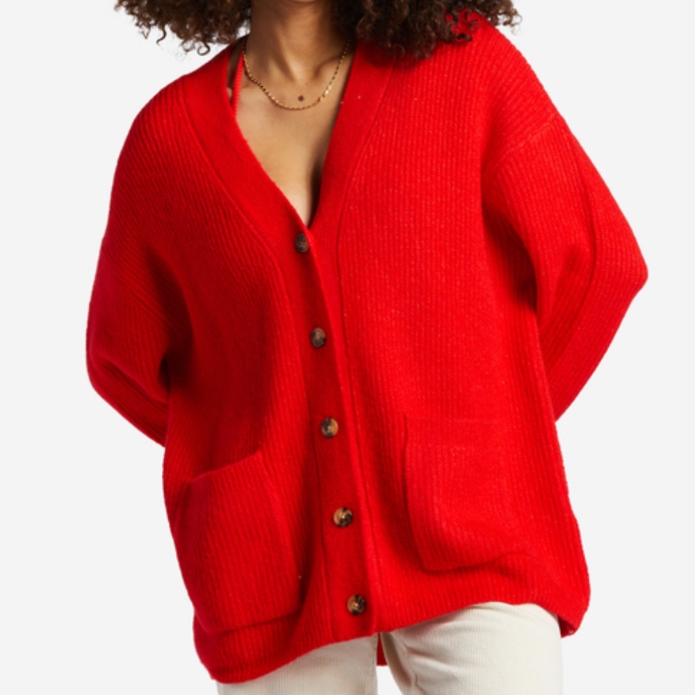 Billabong “So Chill” Cardigan | Red | Size Medium - Picture 2 of 8